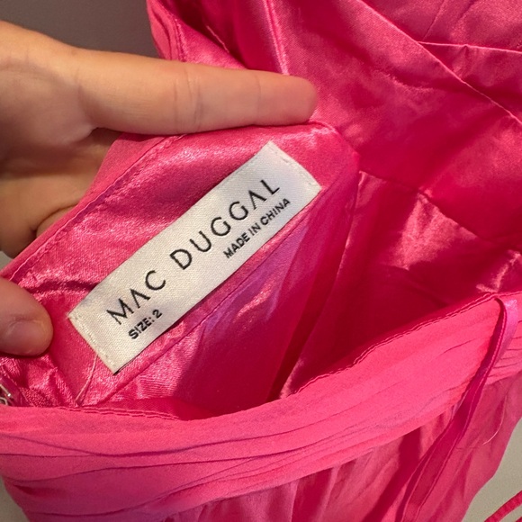 Mac Duggal Vibrant Fuchsia Ruffled Sleeve Maxi Gown - Picture 3 of 6